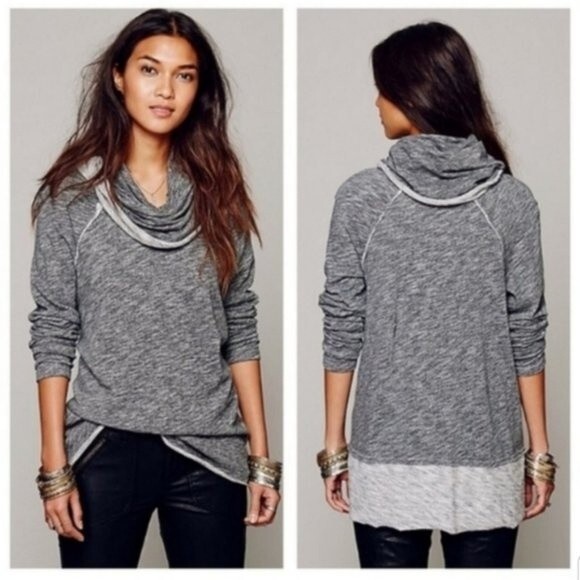 Free People FP Beach Cocoon Cowl Pullover Charcoal one body size S - Picture 1 of 6